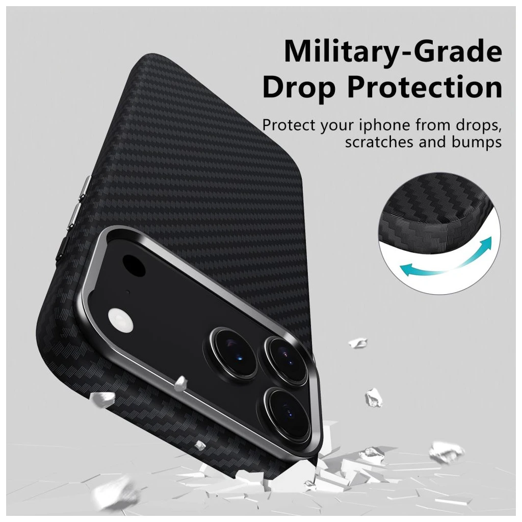 TECH-PROTECT ION CARBON MAGSAFE iPhone 17 Pro készülékhez tok fekete/ezüst