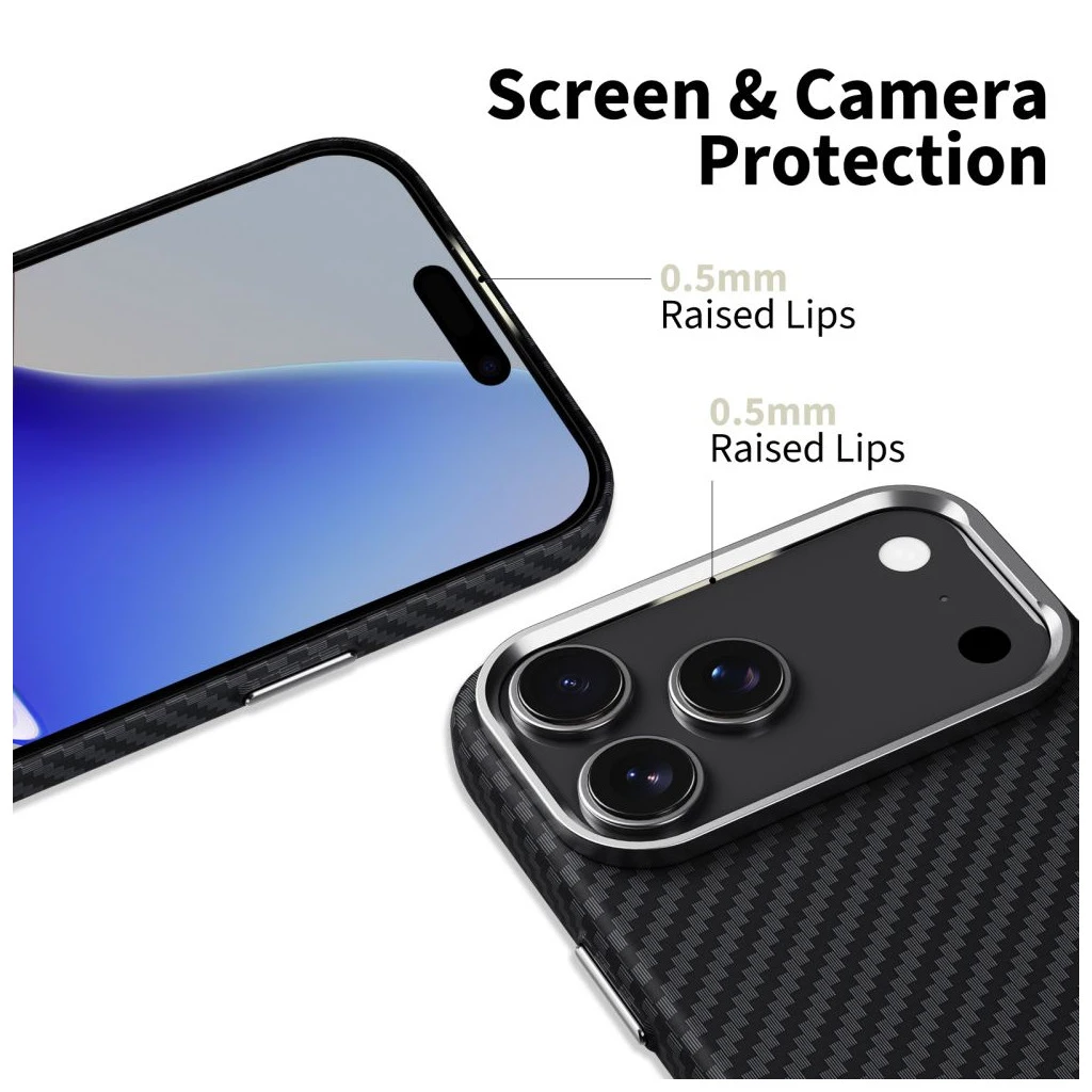 TECH-PROTECT ION CARBON MAGSAFE iPhone 17 Pro Max készülékhez tok fekete/ezüst