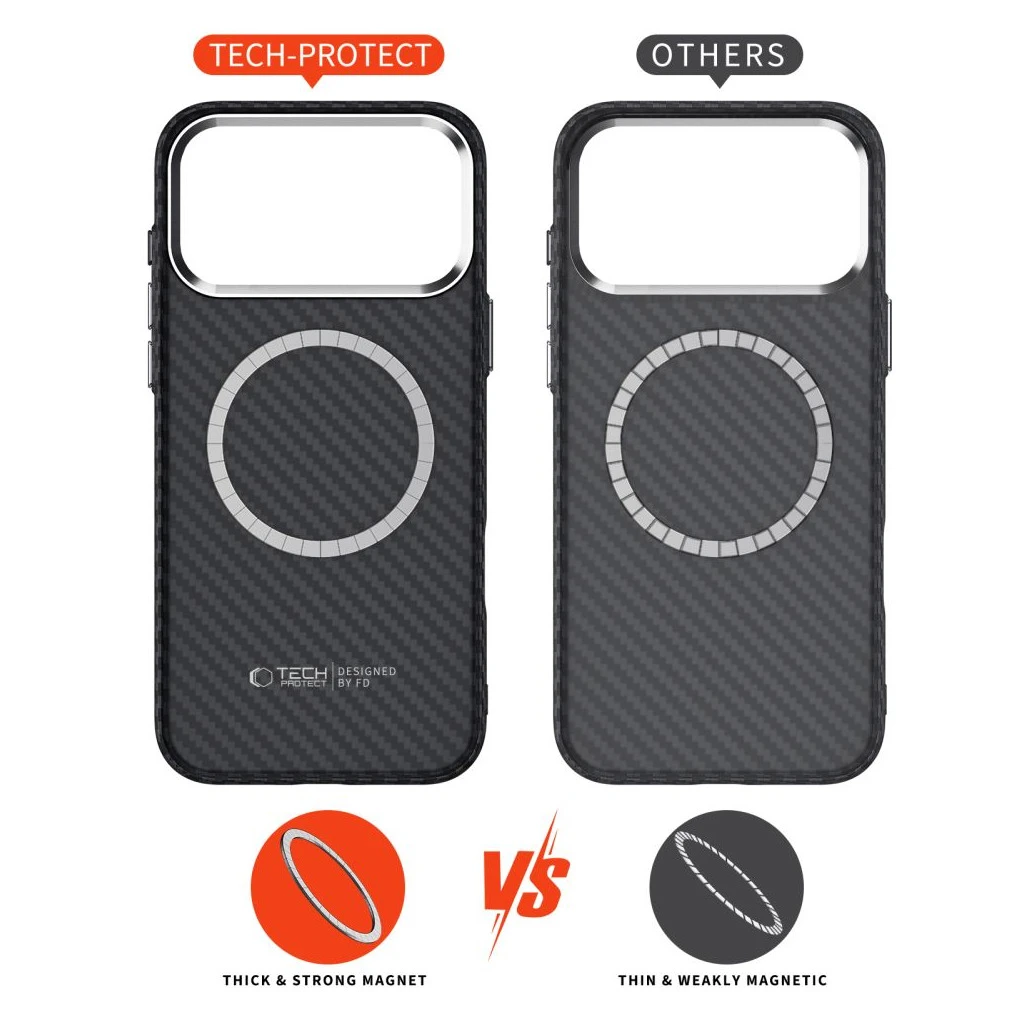 TECH-PROTECT ION CARBON MAGSAFE iPhone 17 Pro Max készülékhez tok fekete/ezüst