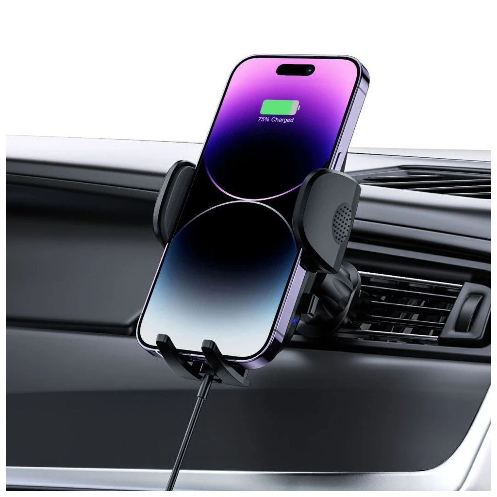 TECH-PROTECT CM15W-V1 műszerfal és légszellőző autós tartó vezeték nélküli töltő 15W fekete