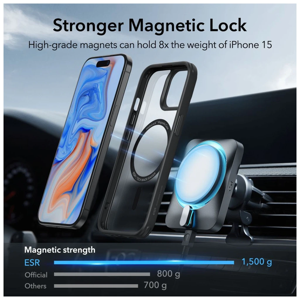 ESR CH HALOLOCK MagSafe iPhone 15 készülékhez tok frosted fekete