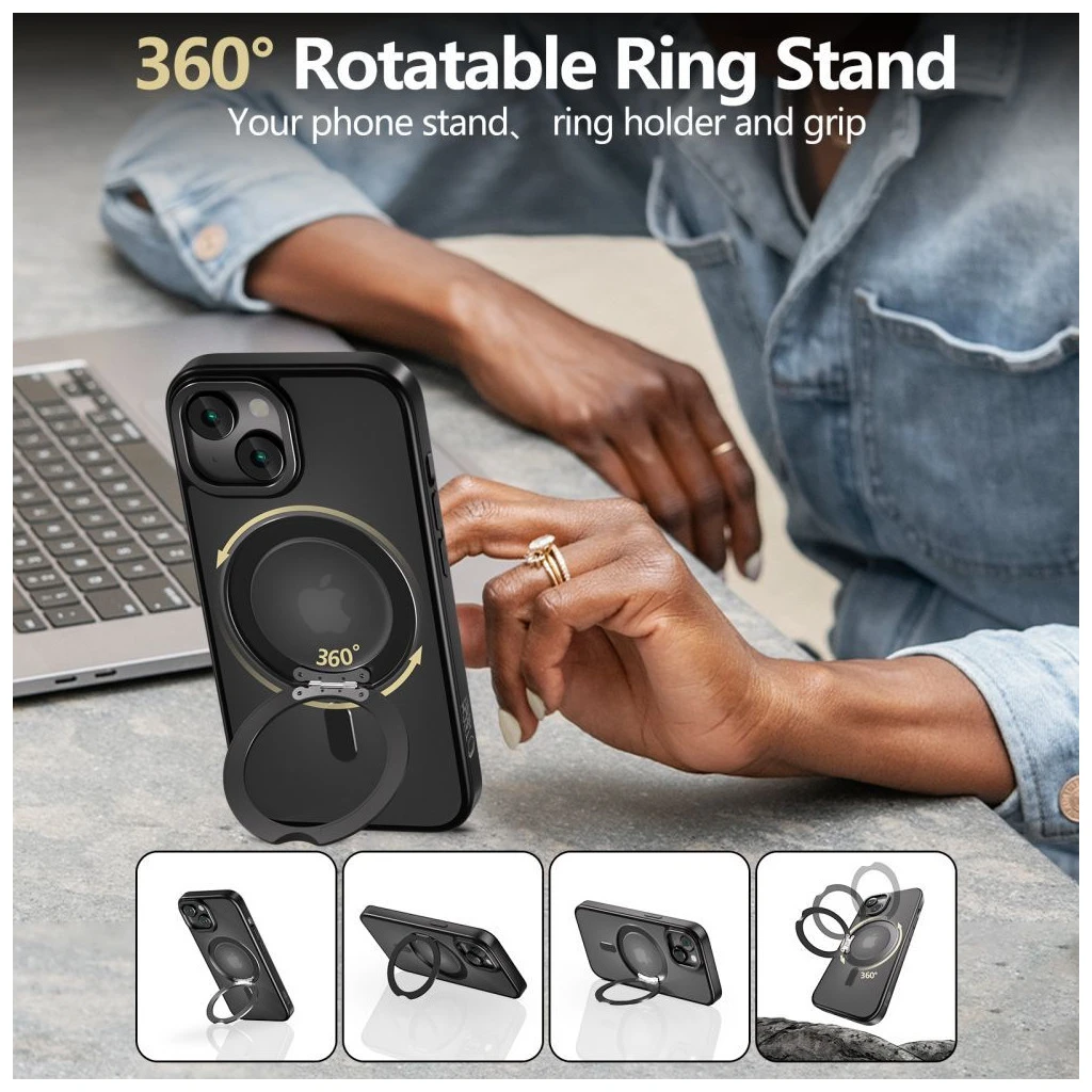 TECH-PROTECT MAGRING MAGSAFE iPhone 16E készülékhez tok matt fekete