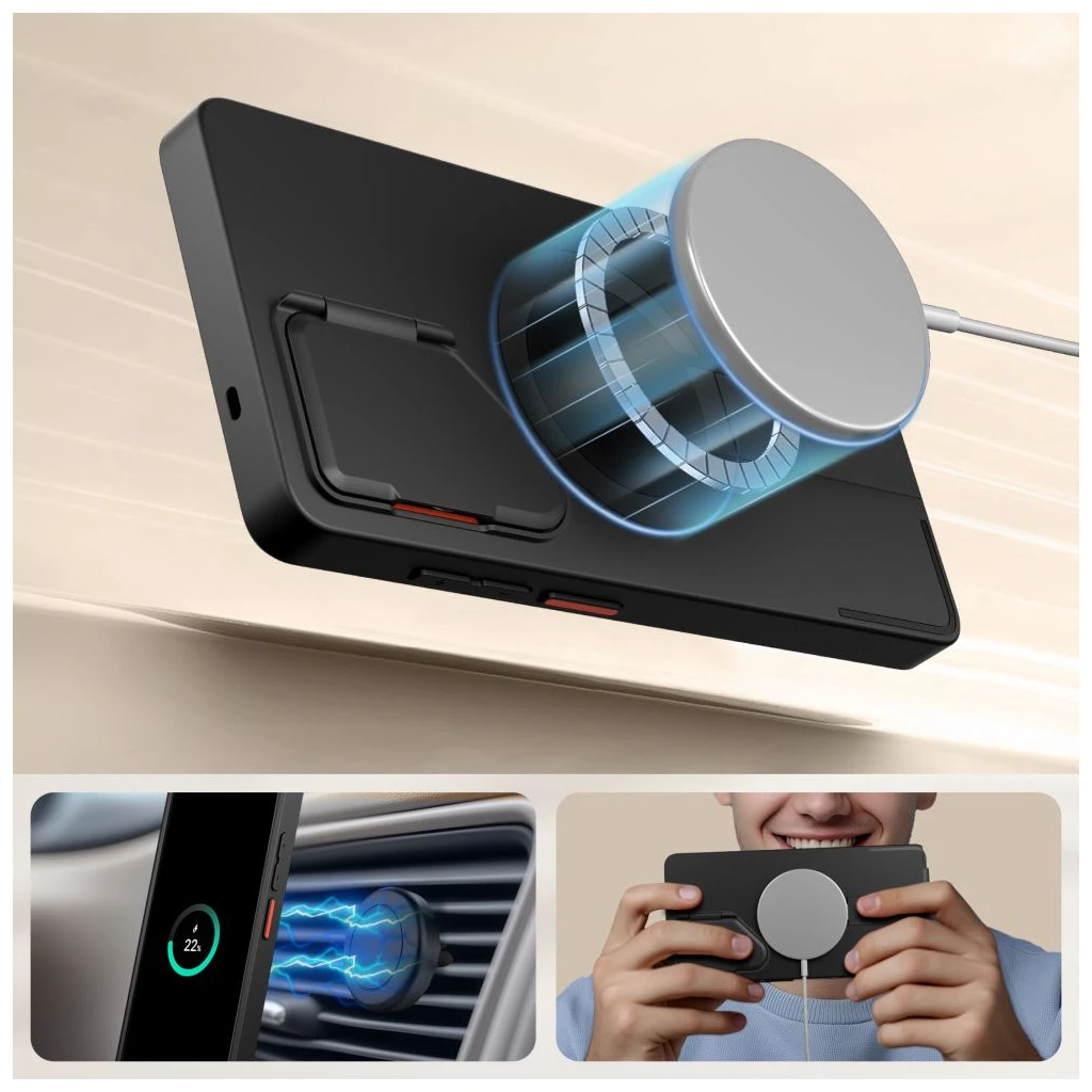 TECH-PROTECT Kevlar Aura MagSafe Samsung Galaxy S25 Ultra készülékhez tok fekete/narancssárga