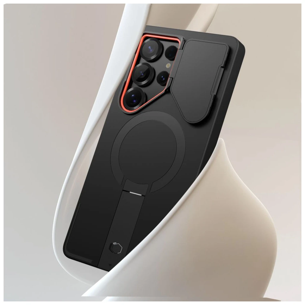 TECH-PROTECT Kevlar Aura MagSafe Samsung Galaxy S25 Ultra készülékhez tok fekete/narancssárga