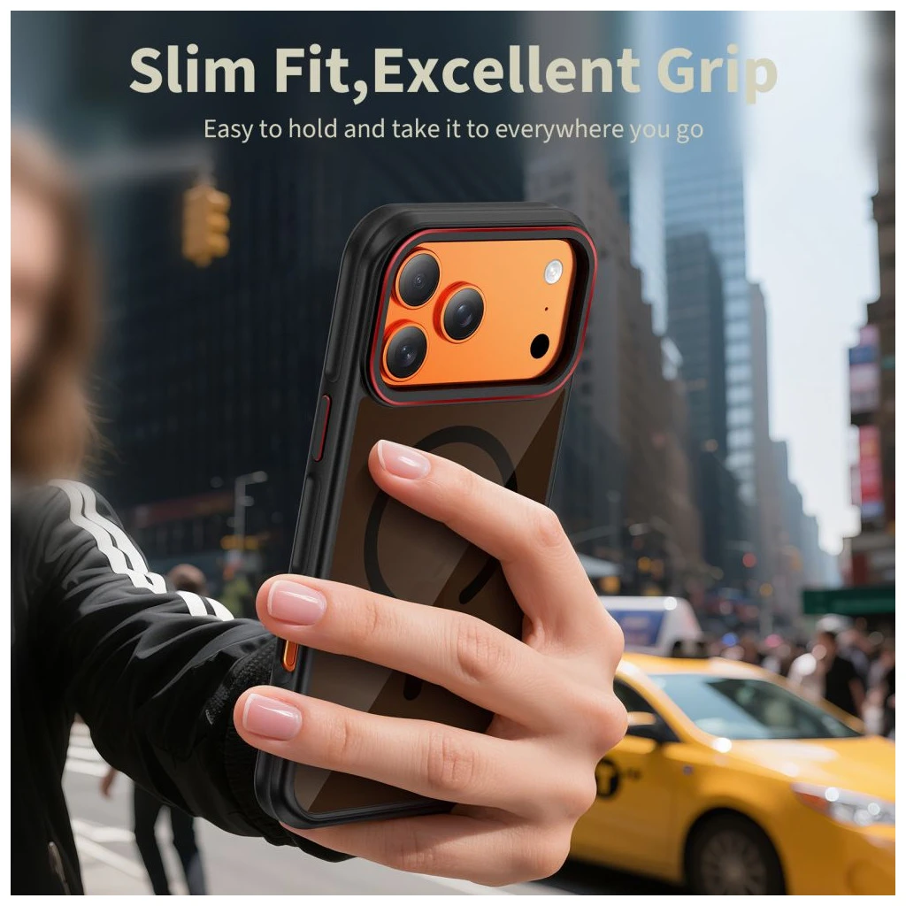 TECH-PROTECT MAGHYBRID MAGSAFE iPhone 17 Pro Max készülékhez tok fekete/piros