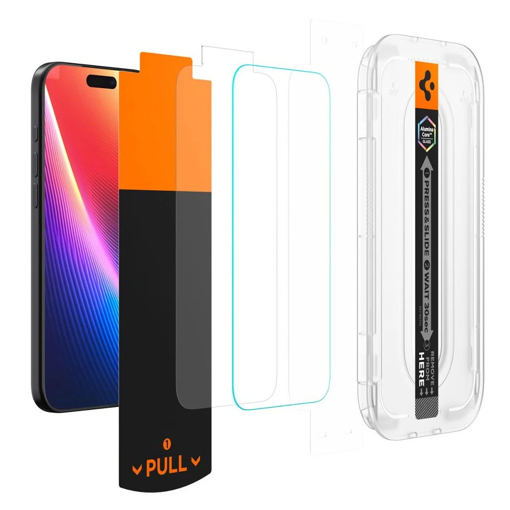 Edzett üveg kijelzővédő SPIGEN GLAS.TR „EZ FIT PRO” iPhone 16 Pro / 17 / 17 Pro készülékhez átlátszó