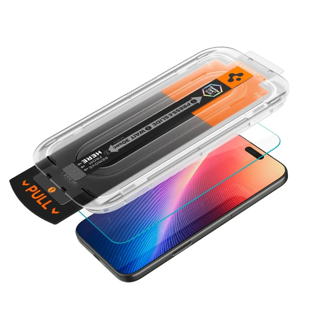 Edzett üveg kijelzővédő SPIGEN GLAS.TR „EZ FIT PRO” iPhone 16 Pro / 17 / 17 Pro készülékhez átlátszó