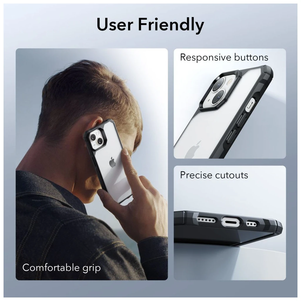 ESR AIR ARMOR iPhone 14 Plus / 15 Plus készülékhez tok átlátszó / fekete