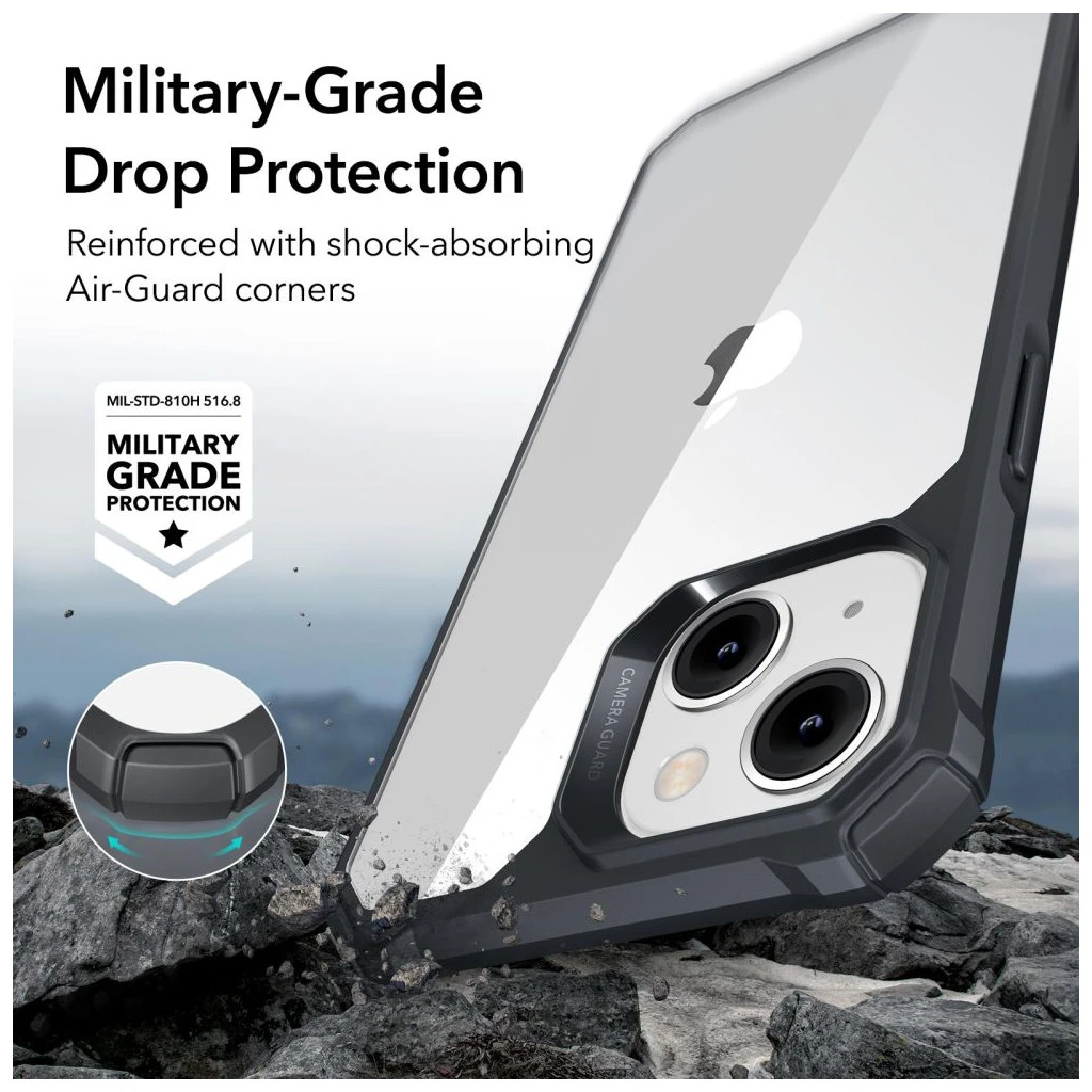 ESR AIR ARMOR iPhone 14 Plus / 15 Plus készülékhez tok átlátszó / fekete