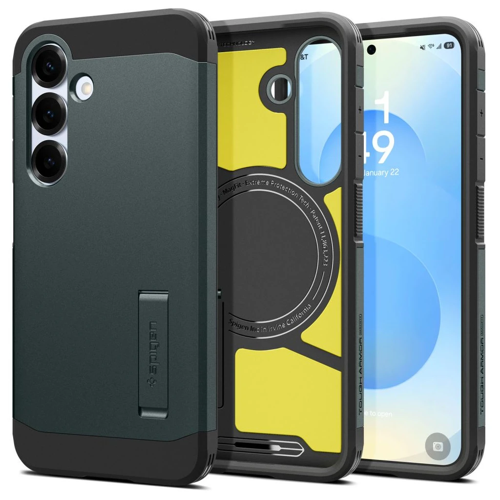 SPIGEN Tough Armor MagSafe tok Samsung Galaxy S25+ PLUS készülékhez ABYSS zöld