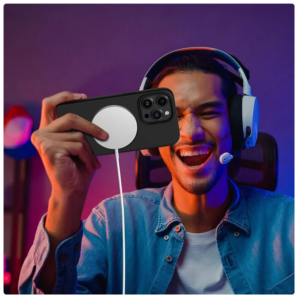 TECH-PROTECT szilikon MagSafe iPhone 15 készülékhez tok matte fekete