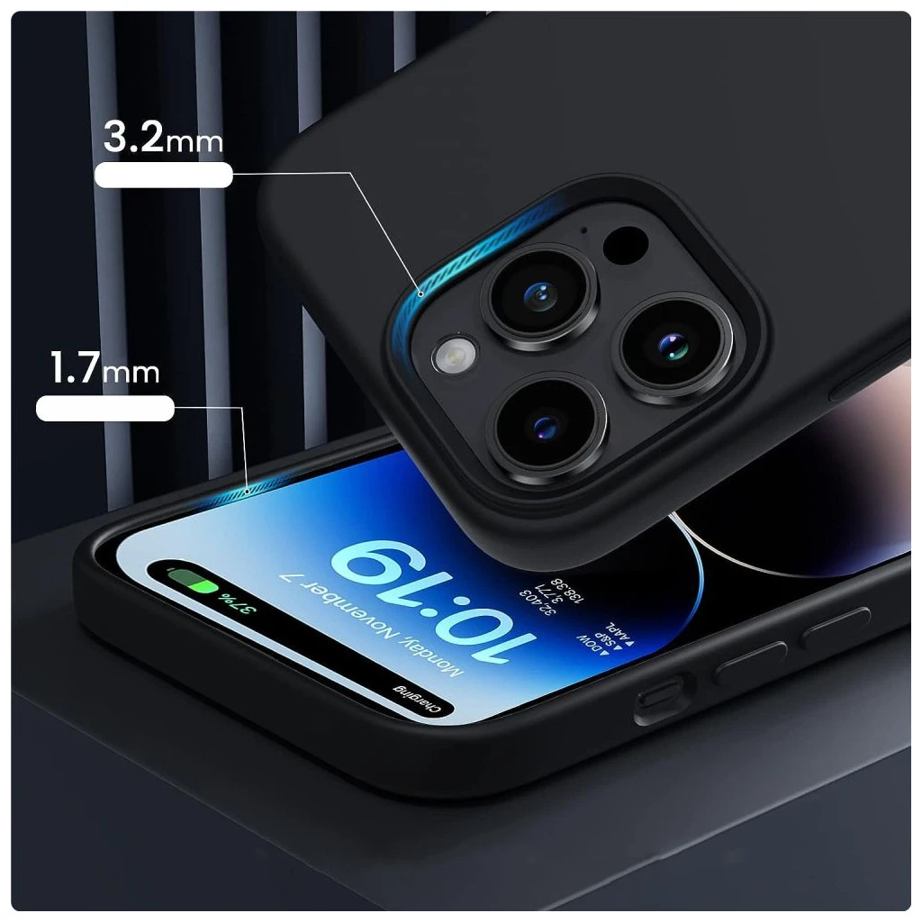 TECH-PROTECT szilikon MagSafe iPhone 15 készülékhez tok matte fekete