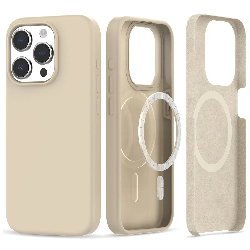 TECH-PROTECT szilikon MagSafe iPhone 15 Pro készülékhez tok homokbézs