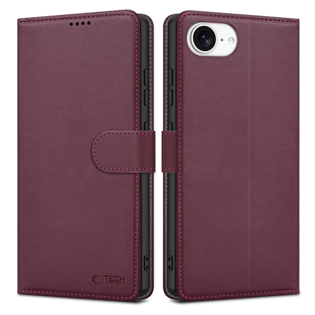 TECH-PROTECT pénztárca tok iPhone 16E készülékhez Mulberry