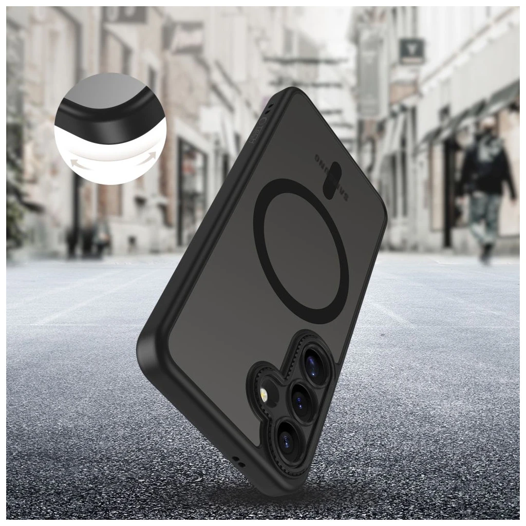 TECH-PROTECT MAGCAM MAGSAFE Samsung Galaxy S25 készülékhez tok matte fekete