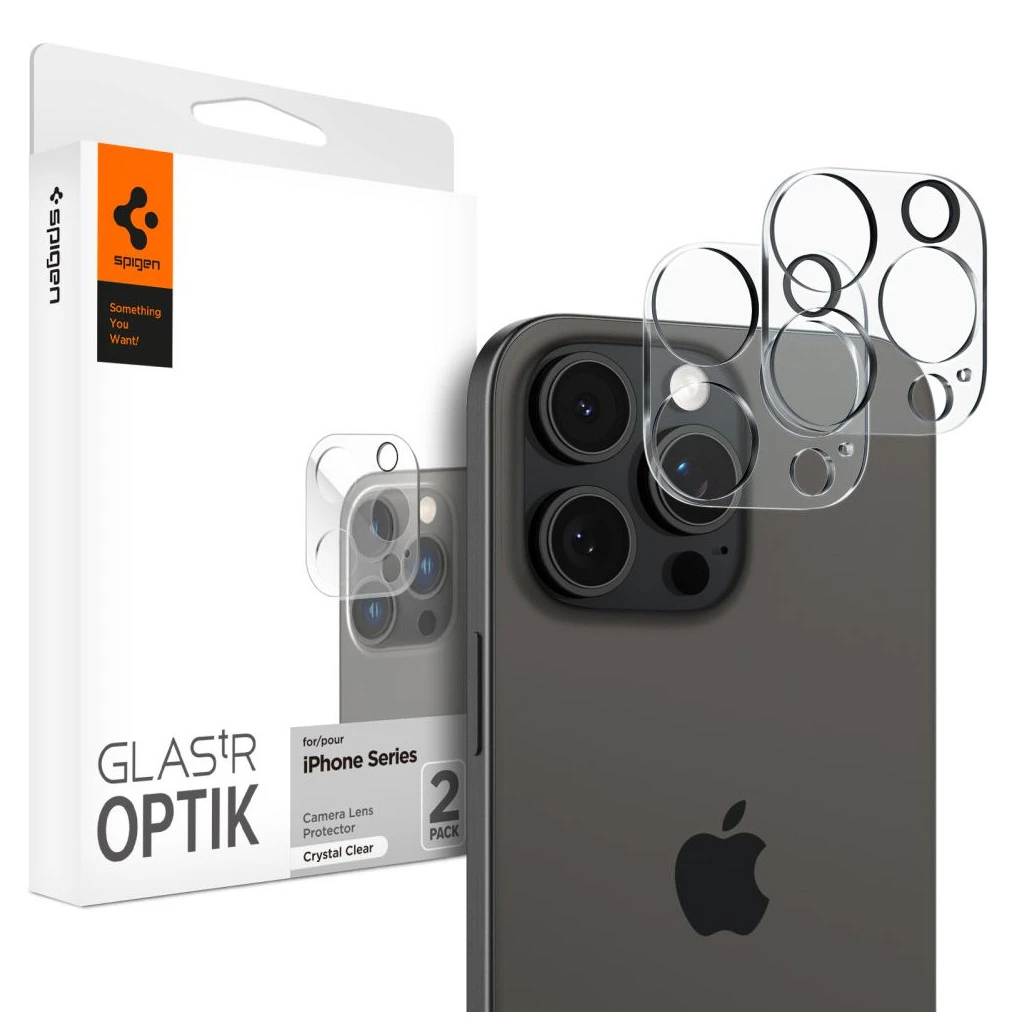 SPIGEN OPTIK.TR kameravédő 2-PACK iPhone 14 Pro / Max / 15 Pro / Max / 16 Pro / Max készülékhez CRYSTAL CLEAR