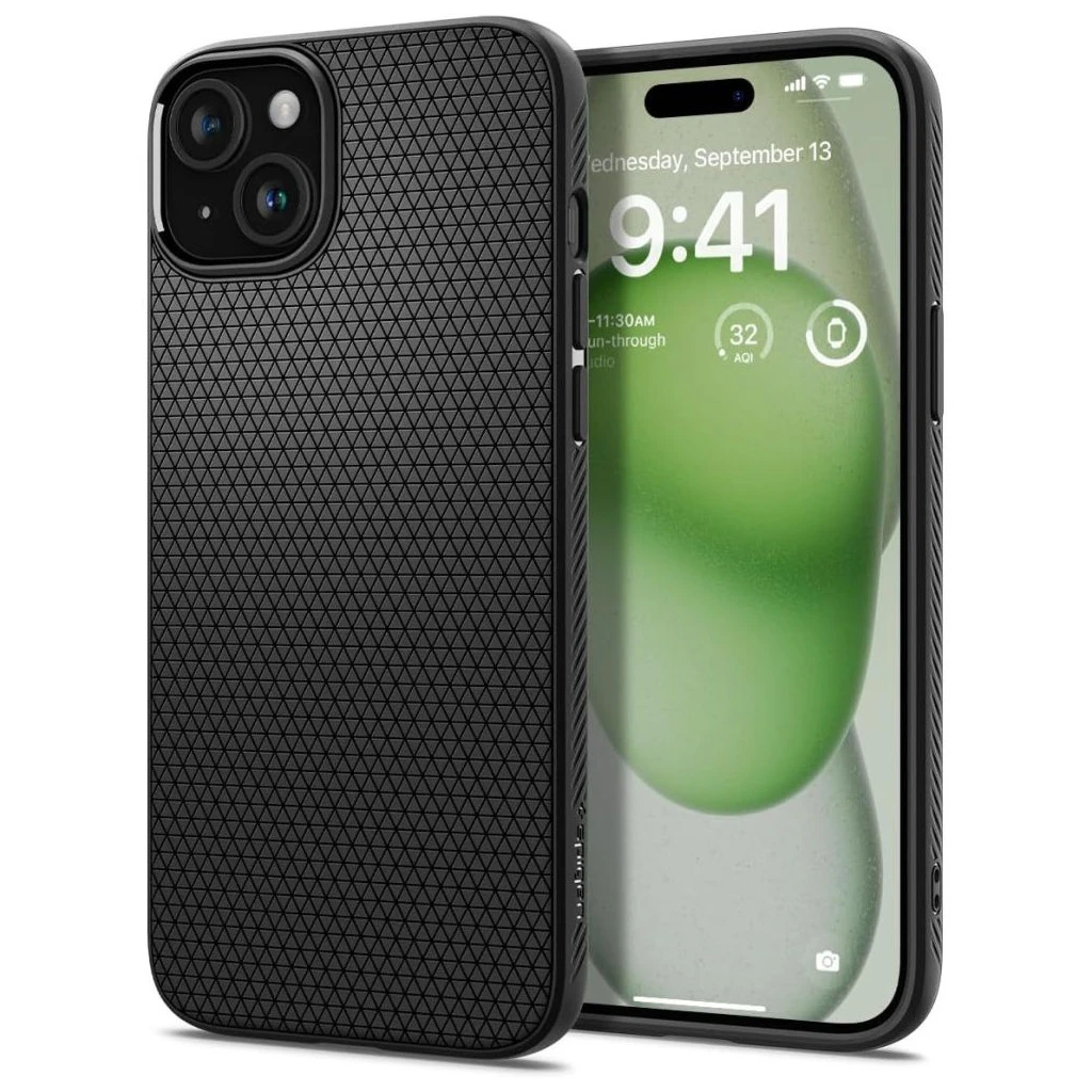 SPIGEN LIQUID AIR iPhone 15 Plus tok készülékhez matt fekete