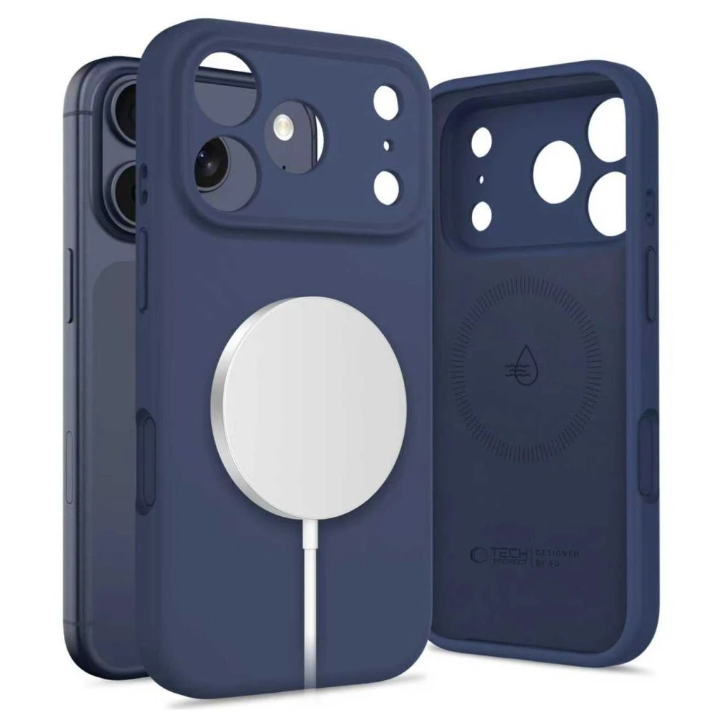TECH-PROTECT szilikon MAGSAFE tok iPhone 17 Pro készülékhez mélykék
