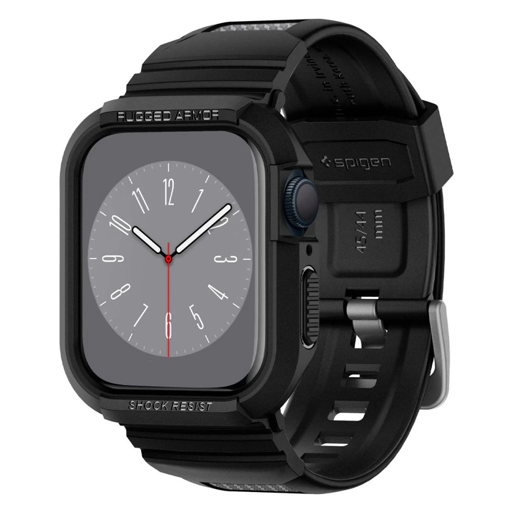 SPIGEN RUGGED ARMOR „PRO” Apple Watch 6/7/8/9/SE 1/2/3 készülékhez tok (44/45 MM) fekete