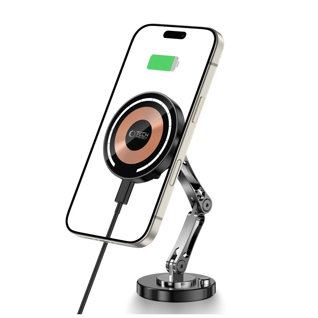 TECH-PROTECT MM15W-V8 mágneses MagSafe műszerfalra szerelhető autós tartó és vezeték nélküli töltő 15W fekete