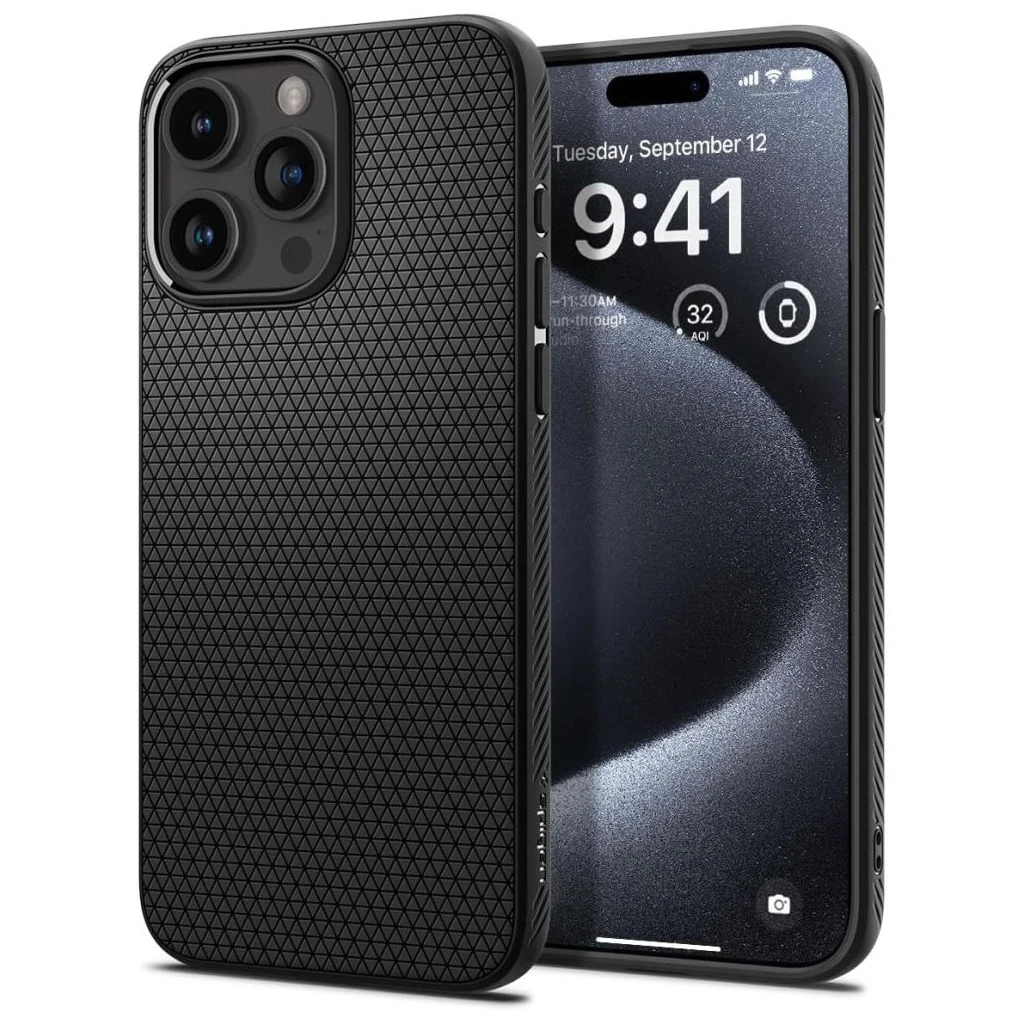 SPIGEN LIQUID AIR iPhone 15 Pro tok készülékhez matt fekete