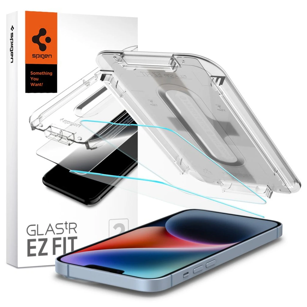 SPIGEN edzett üveg kijelzővédő GLAS.TR „EZ FIT” 2-PACK iPhone 13 / 13 Pro / 14 / 16E készülékhez átlátszó
