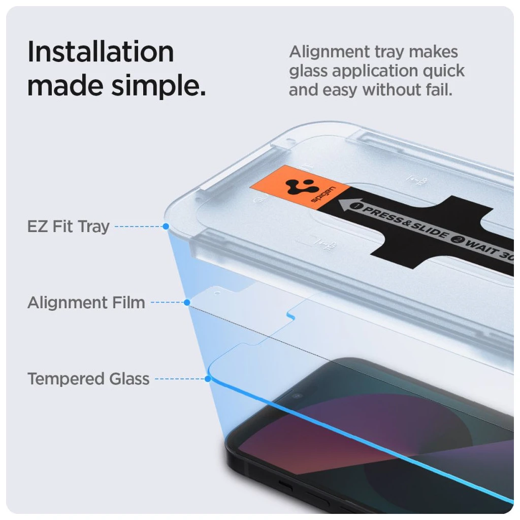 SPIGEN edzett üveg kijelzővédő GLAS.TR „EZ FIT” 2-PACK iPhone 13 / 13 Pro / 14 / 16E készülékhez átlátszó