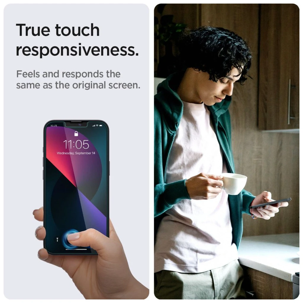 SPIGEN edzett üveg kijelzővédő GLAS.TR „EZ FIT” 2-PACK iPhone 13 / 13 Pro / 14 / 16E készülékhez átlátszó