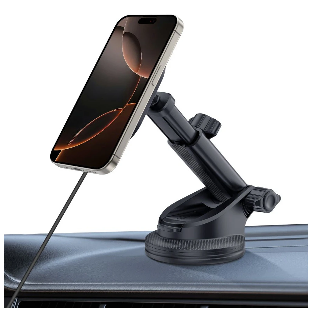 TECH-PROTECT MM15W-V6 MAGNETIC MAGSAFE műszerfal és szellőző autós tartó vezeték nélküli töltő 15W fekete