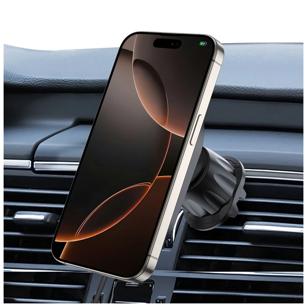 TECH-PROTECT MM15W-V6 MAGNETIC MAGSAFE műszerfal és szellőző autós tartó vezeték nélküli töltő 15W fekete