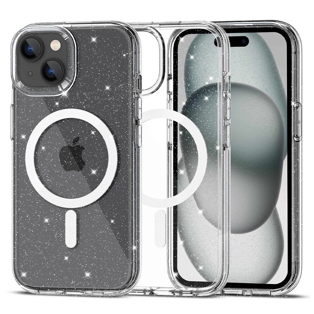 TECH-PROTECT FLEXAIR HYBRID MAGSAFE iPhone 15 készülékhez tok GLITTER CLEAR