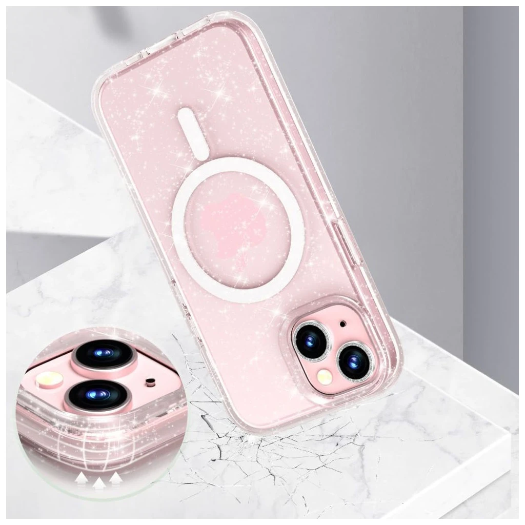 TECH-PROTECT FLEXAIR HYBRID MAGSAFE iPhone 15 készülékhez tok GLITTER CLEAR
