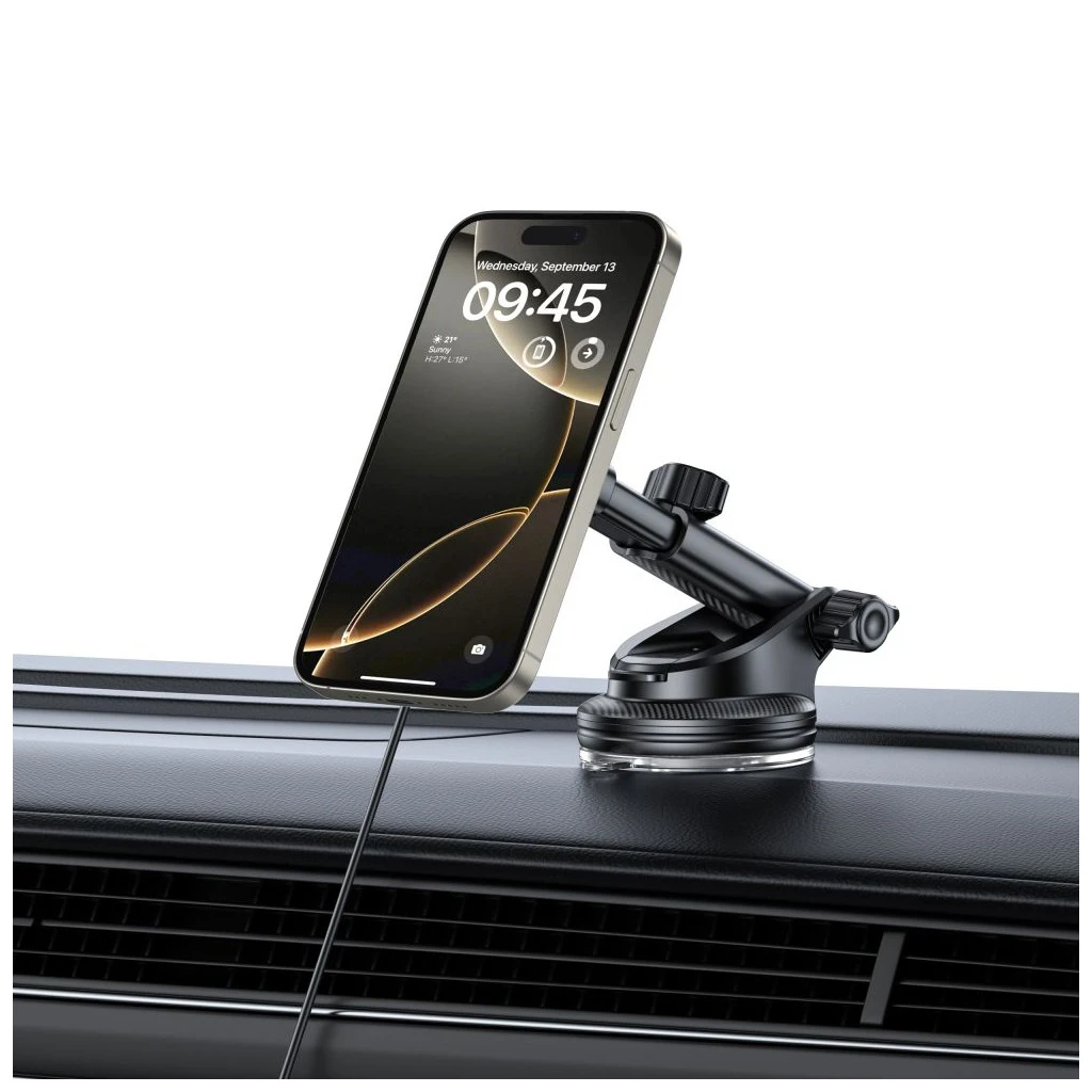 TECH-PROTECT MM15W-V5 MAGNETIC MAGSAFE műszerfal és szellőző autós tartó vezeték nélküli töltő 15W fekete