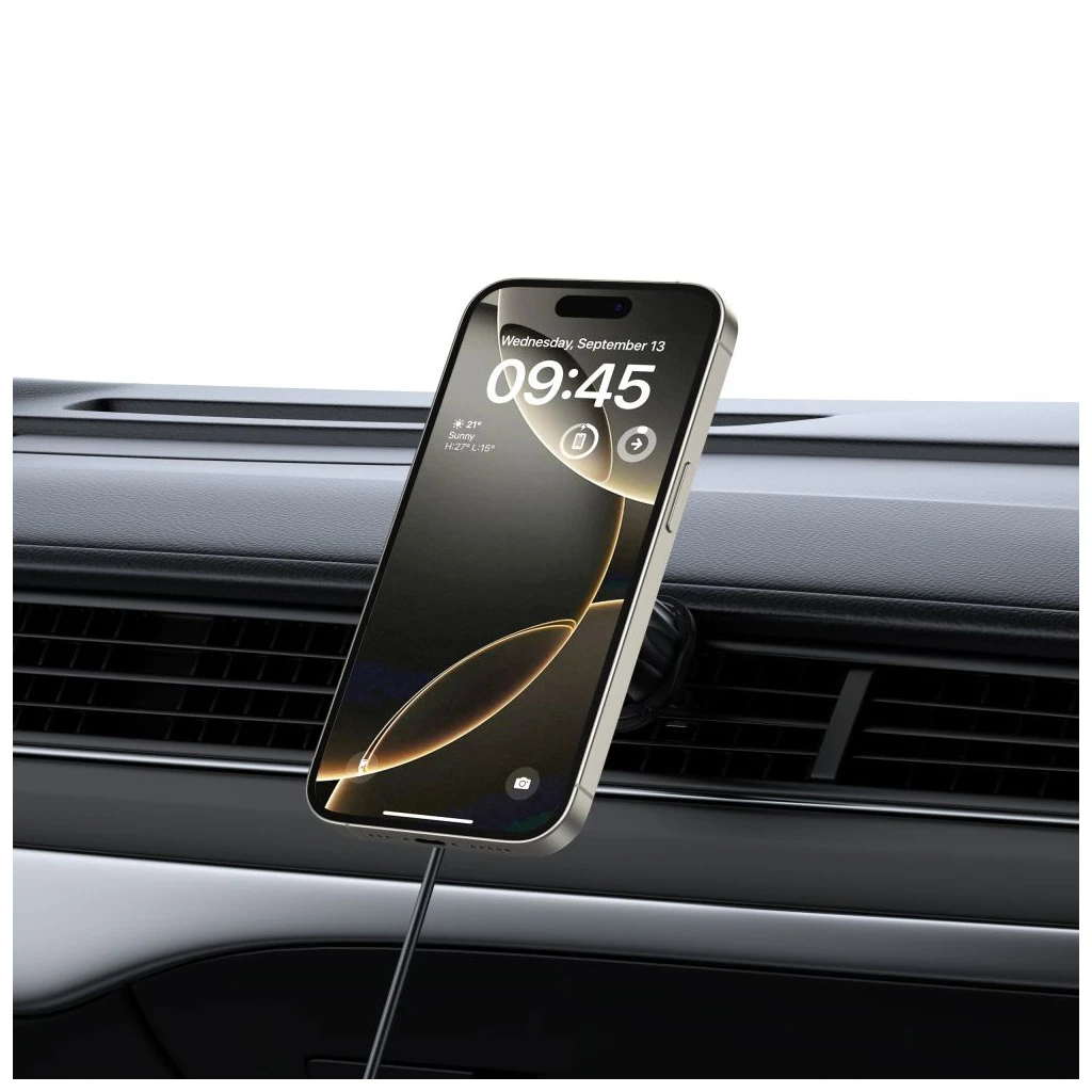 TECH-PROTECT MM15W-V5 MAGNETIC MAGSAFE műszerfal és szellőző autós tartó vezeték nélküli töltő 15W fekete