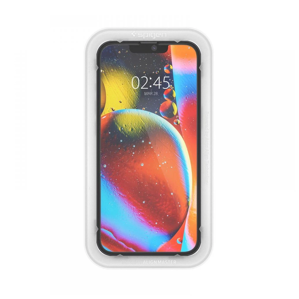 SPIGEN ALM GLASS FC kijelzővédő iPhone 13 / 13 Pro / 14 / 16E készülékhez fekete
