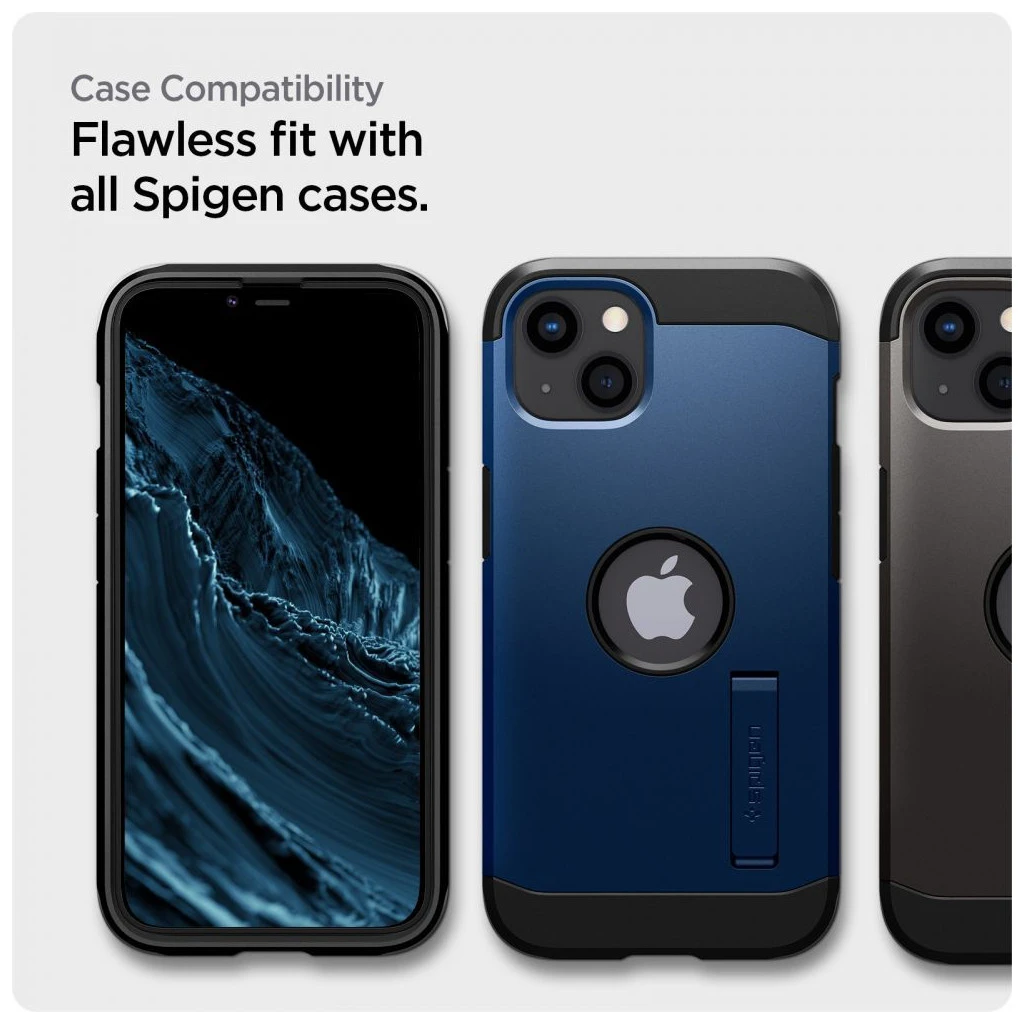 SPIGEN ALM GLASS FC kijelzővédő iPhone 13 / 13 Pro / 14 / 16E készülékhez fekete