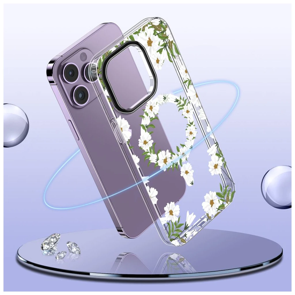 TECH-PROTECT MAGMOOD MAGSAFE iPhone 15 Pro készülékhez tok – DAISY fehér