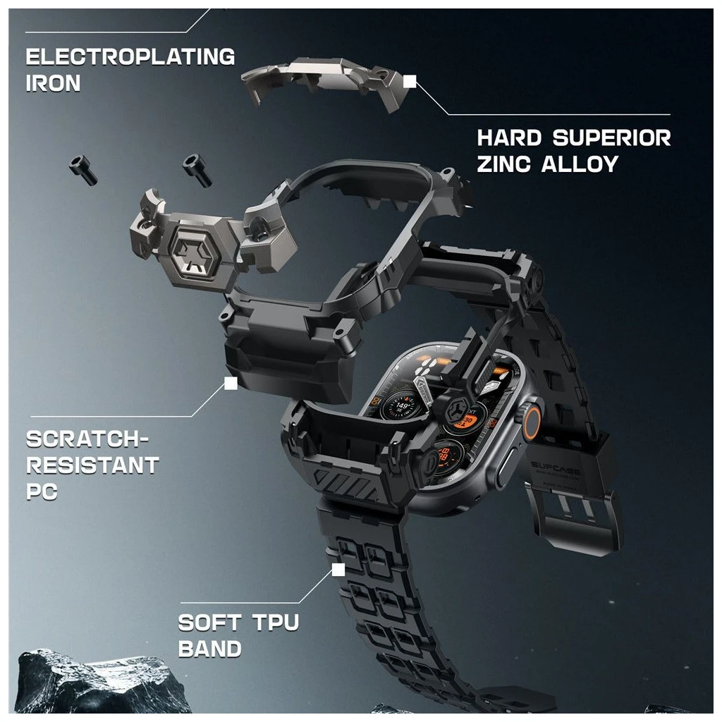 SUPCASE UB ORE Apple Watch Ultra készülékhez tok 1/2/3 (49 MM) fekete