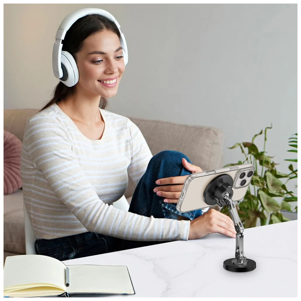 TECH-PROTECT N57 mágneses MAGSAFE műszerfalra szerelhető autós tartó és asztali telefontartó fekete