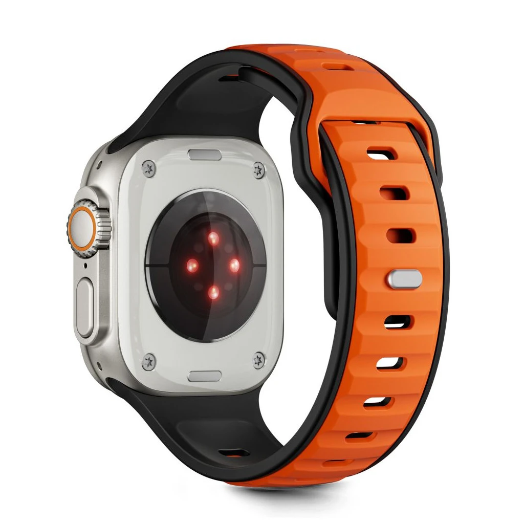 TECH-PROTECT ICONBAND LINE Apple Watch 8/9/10/11/SE/ULTRA készülékhez védőtok (44/45/46/49 mm) fekete/narancs