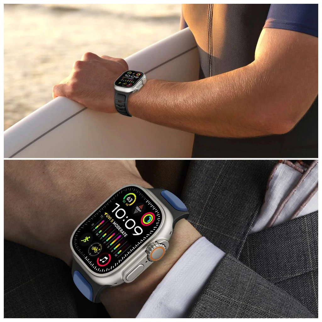 TECH-PROTECT ICONBAND LINE Apple Watch 8/9/10/11/SE/ULTRA készülékhez védőtok (44/45/46/49 mm) fekete/narancs