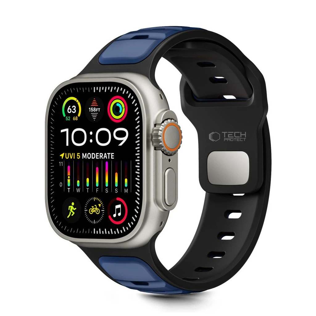 TECH-PROTECT ICONBAND LINE óraszíj Apple Watch 8/9/10/11/SE/ULTRA készülékhez (44/45/46/49 mm) fekete/kék