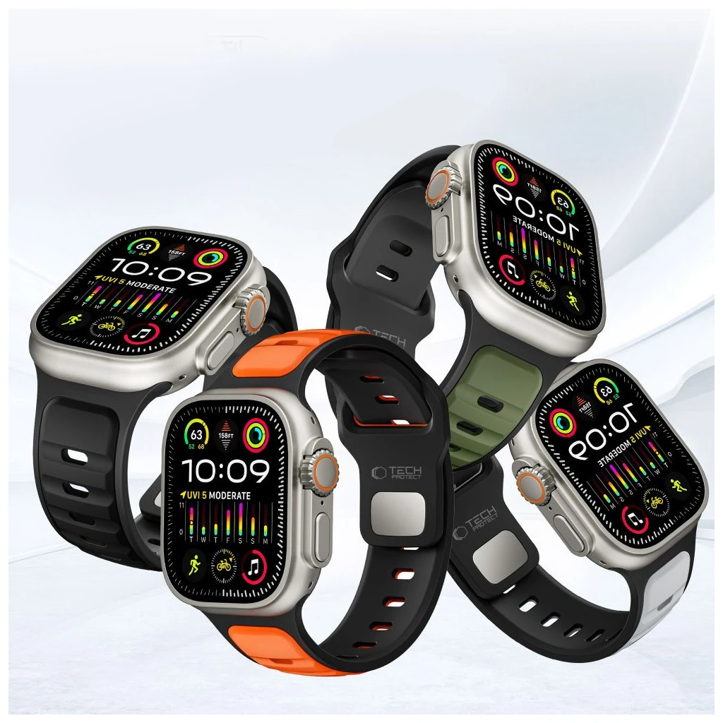 TECH-PROTECT ICONBAND LINE Apple Watch 8/9/10/11/SE/ULTRA (44/45/46/49 MM) készülékhez szíj, szürke/narancs