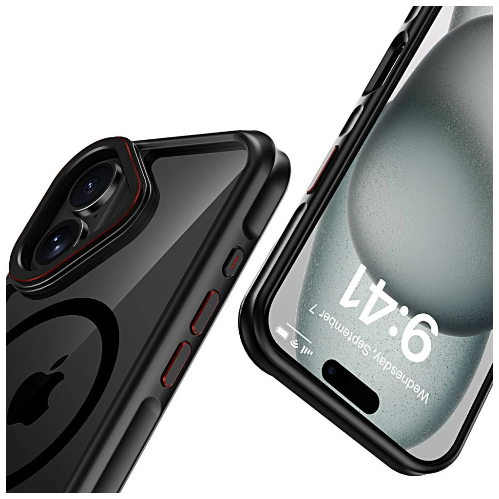 TECH-PROTECT MAGHYBRID MAGSAFE iPhone 16 készülékhez tok fekete/piros