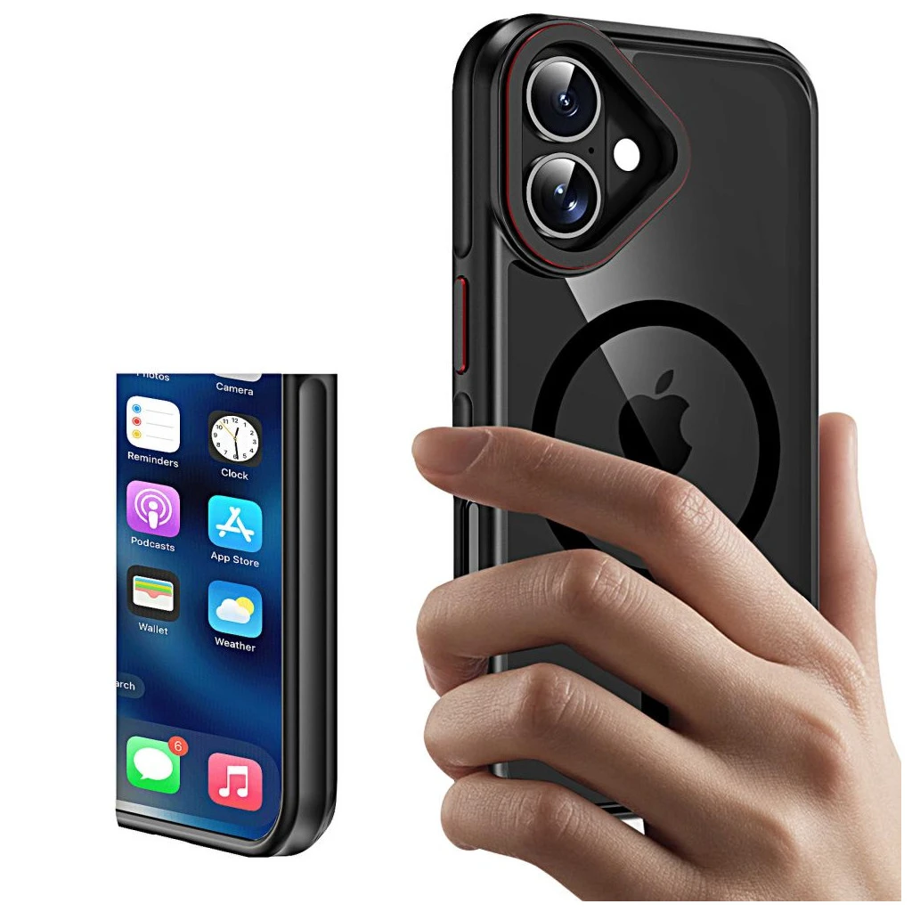 TECH-PROTECT MAGHYBRID MAGSAFE iPhone 16 készülékhez tok fekete/piros