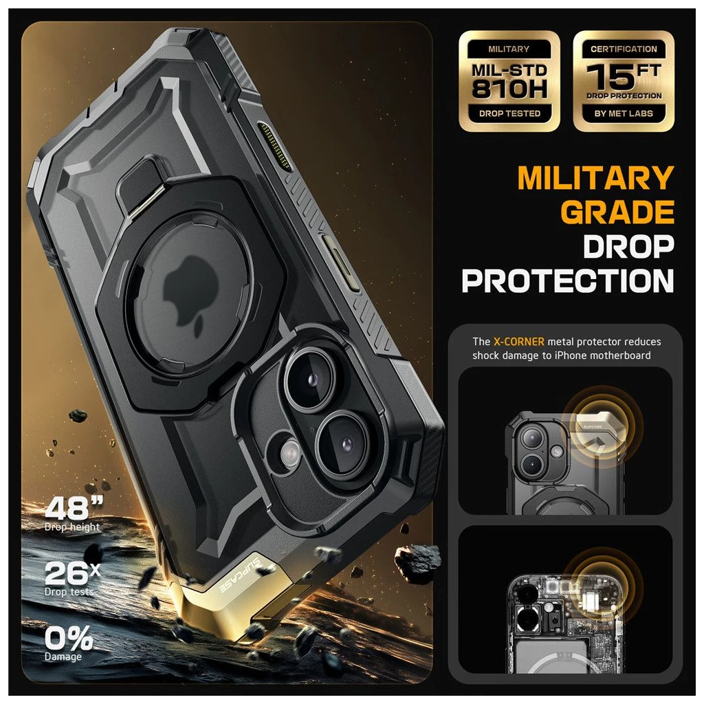 SUPCASE UB GRIP MAG MAGSAFE tok iPhone 16 készülékhez fekete