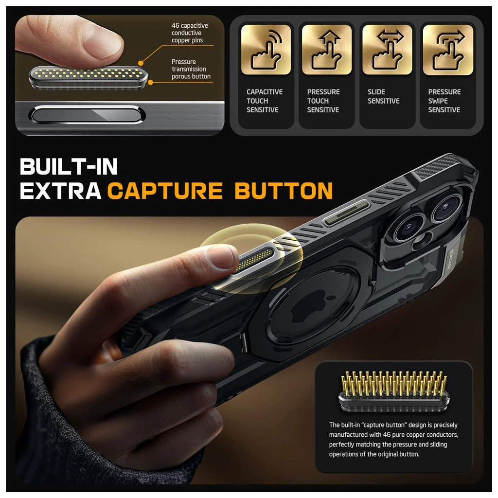 SUPCASE UB GRIP MAG MAGSAFE tok iPhone 16 készülékhez fekete