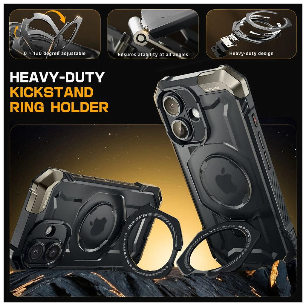 SUPCASE UB GRIP MAG MAGSAFE tok iPhone 16 készülékhez fekete