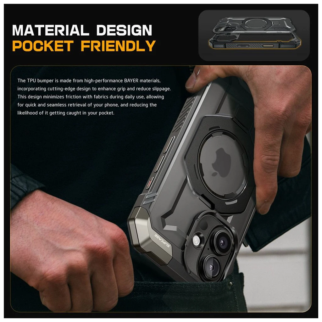 SUPCASE UB GRIP MAG MAGSAFE tok iPhone 16 készülékhez fekete