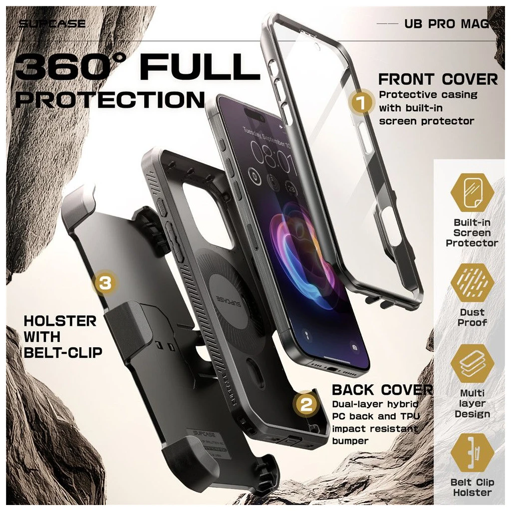 SUPCASE UB PRO MAG MAGSAFE IPHONE 16 PRO MAX készülékhez tok fekete